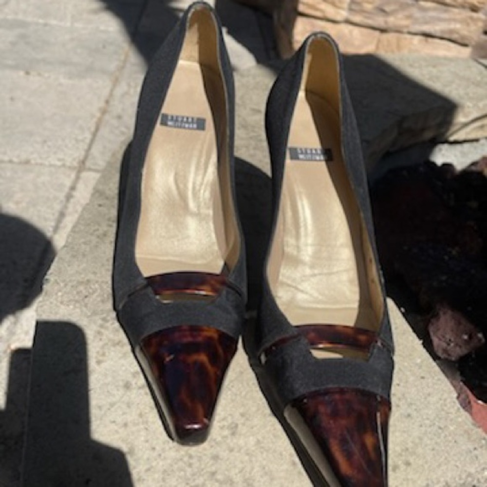 Stuart Weitzman Black and Brown Pointed Heels